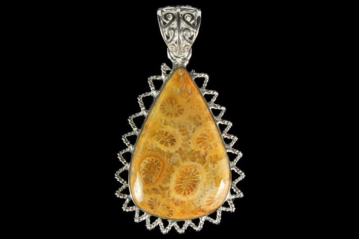 Million Year Old Fossil Coral Pendant - Sterling Silver #142290